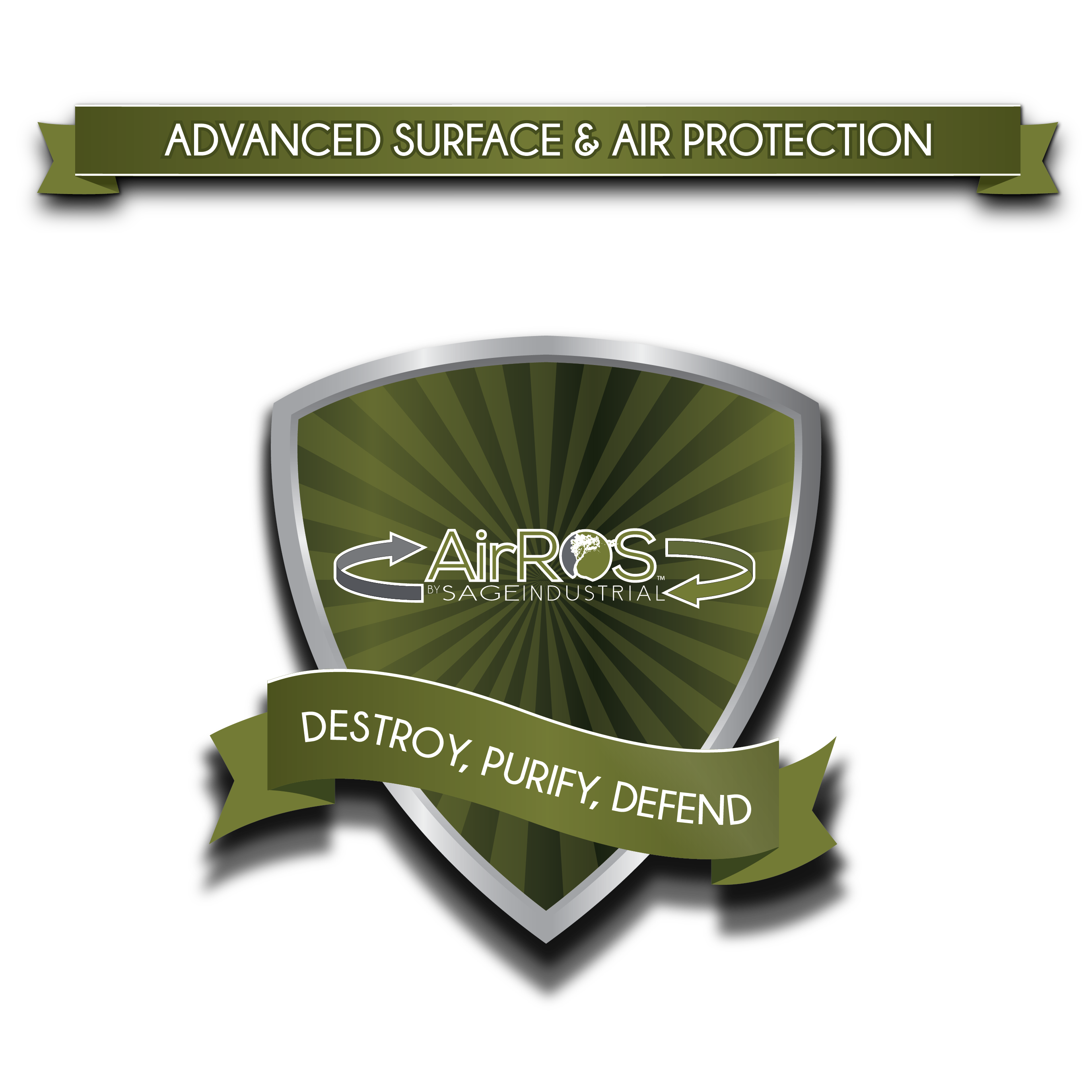 AirROS shield slogan — destroy, purify, defend