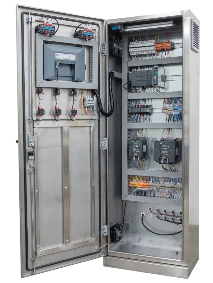 ANGEL RO system Siemens control cabinet, door open