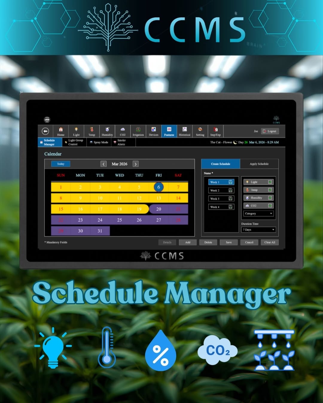 CCMS Schedule Manager - calendar-based environmental scheduling