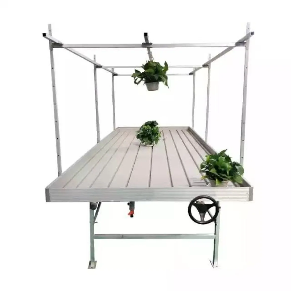Aluminum rolling bench with hand-crank and overhead frame