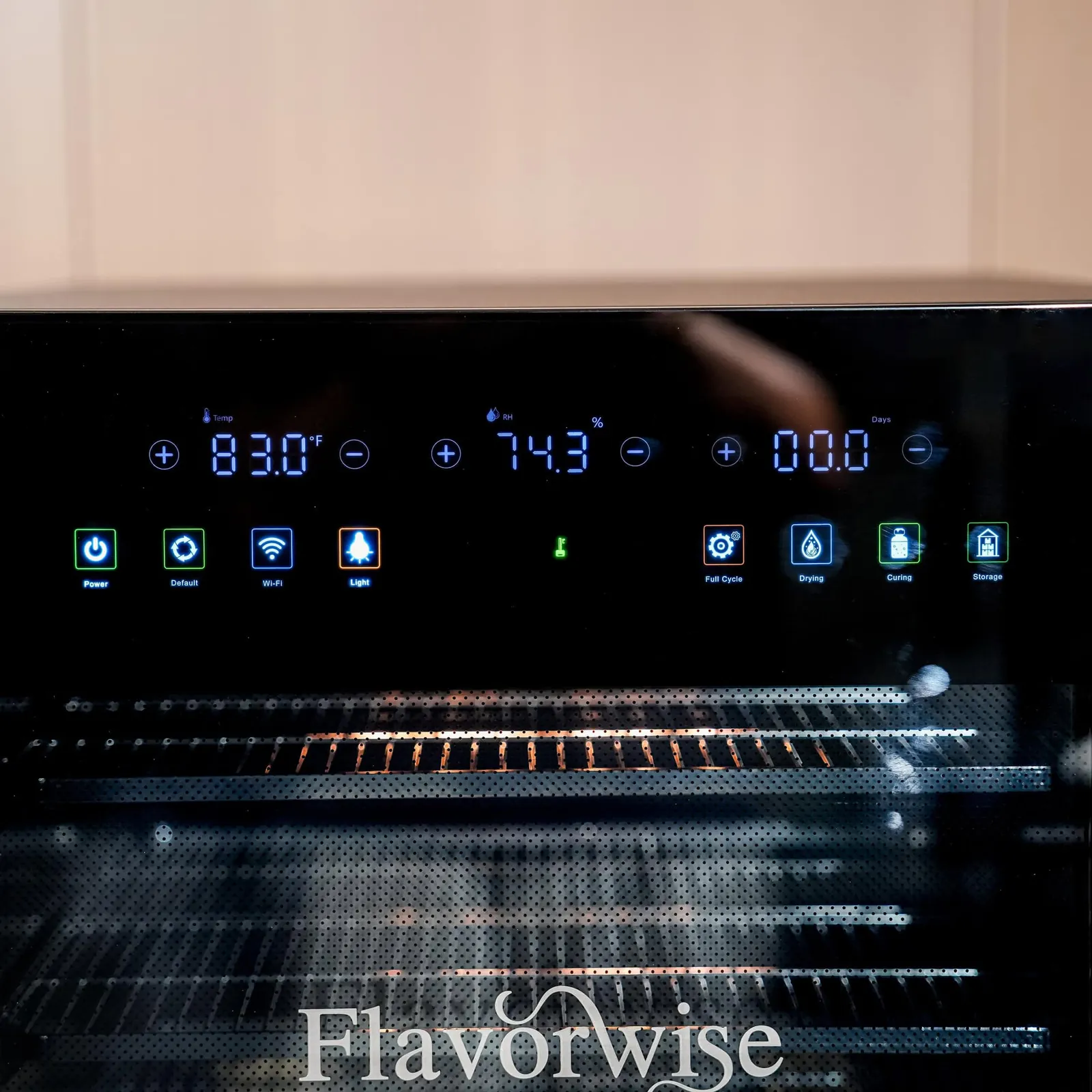 Digital display reading temperature and humidity