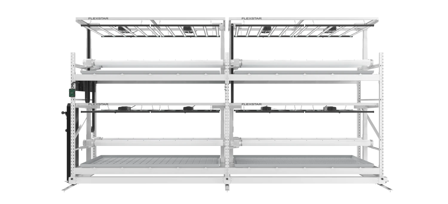 Smart Grow Rack — side elevation, both tiers