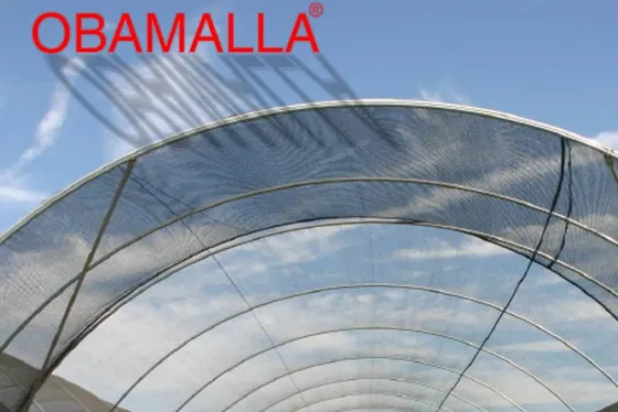 Malla sombra OBAMALLA sobre la estructura de un invernadero
