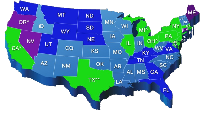 U.S. Energy Deregulation Map showing states with electric and natural gas choice